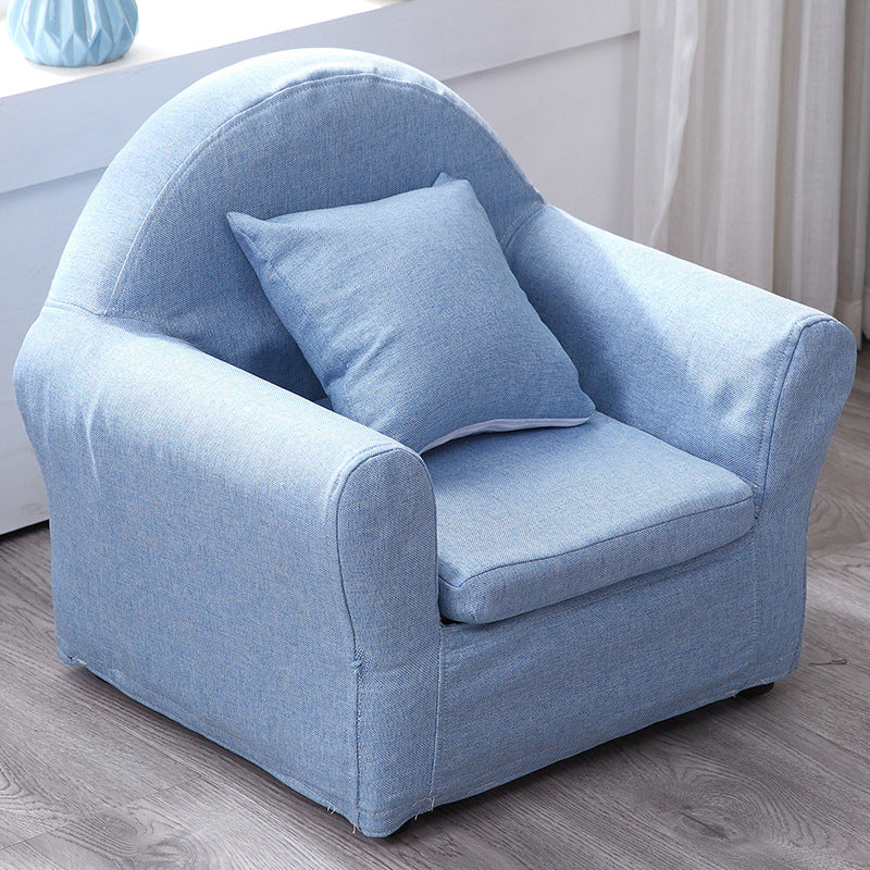 19.68"Wide Armchair Camel Back Cotton Blend Chair with Round Arms and Basic Four Legs 20"L x 16"W x 19"H Blue Clearhalo 'Accent Chairs' 'accent_chairs' 'Chairs & Seating' 'furn' 'furn_accent_chairs' 'Furniture' 'Living Room Furniture' 5270480