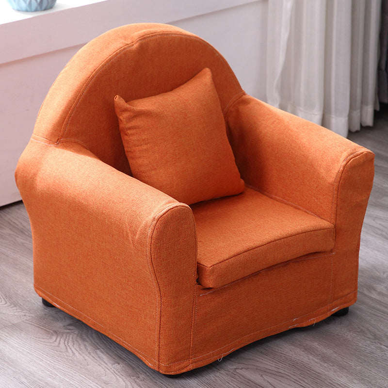 19.68"Wide Armchair Camel Back Cotton Blend Chair with Round Arms and Basic Four Legs 20"L x 16"W x 19"H Orange Clearhalo 'Accent Chairs' 'accent_chairs' 'Chairs & Seating' 'furn' 'furn_accent_chairs' 'Furniture' 'Living Room Furniture' 5270481