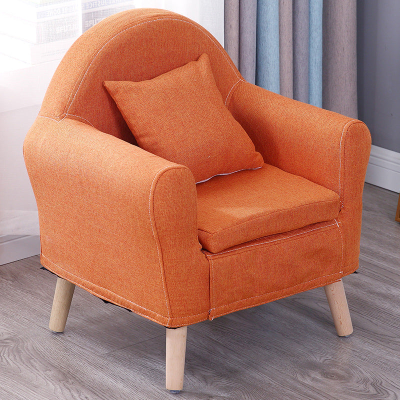 19.68"Wide Armchair Camel Back Cotton Blend Chair with Round Arms and Basic Four Legs 20"L x 16"W x 22.5"H Orange Clearhalo 'Accent Chairs' 'accent_chairs' 'Chairs & Seating' 'furn' 'furn_accent_chairs' 'Furniture' 'Living Room Furniture' 5270484