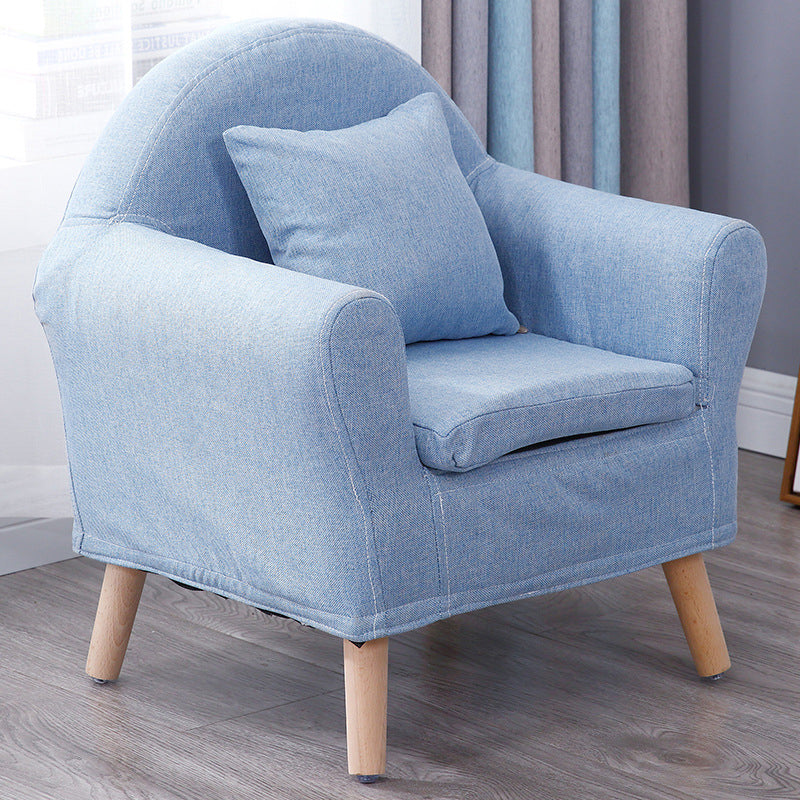 19.68"Wide Armchair Camel Back Cotton Blend Chair with Round Arms and Basic Four Legs 20"L x 16"W x 22.5"H Blue Clearhalo 'Accent Chairs' 'accent_chairs' 'Chairs & Seating' 'furn' 'furn_accent_chairs' 'Furniture' 'Living Room Furniture' 5270487