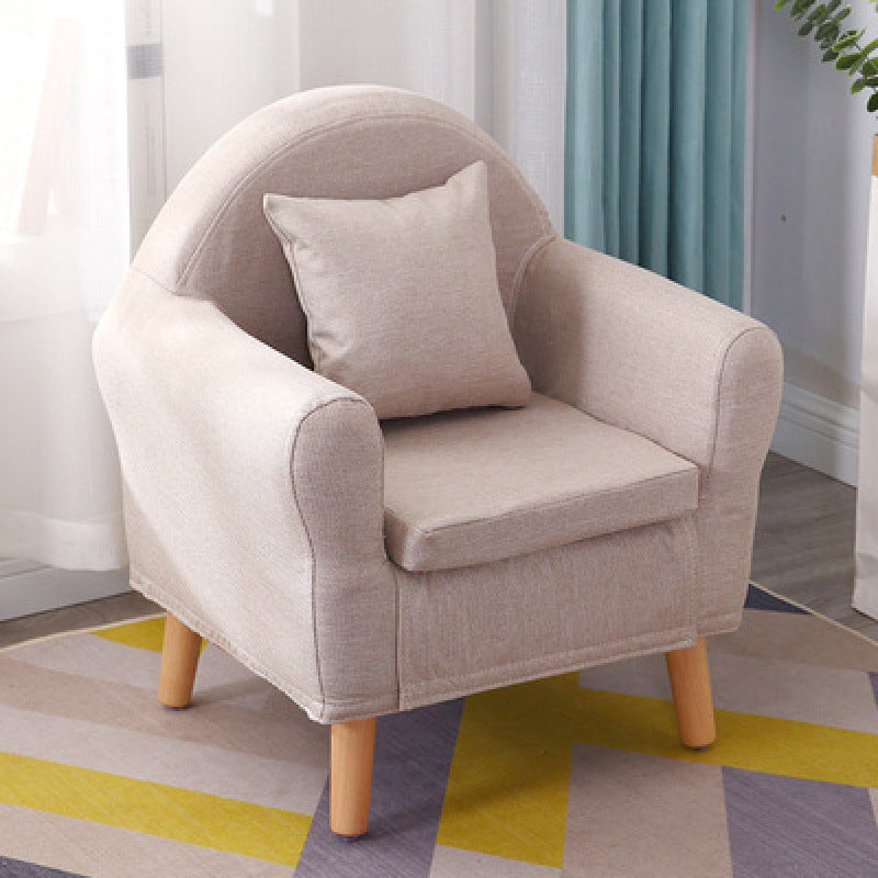 19.68"Wide Armchair Camel Back Cotton Blend Chair with Round Arms and Basic Four Legs 20"L x 16"W x 22.5"H Off-White Clearhalo 'Accent Chairs' 'accent_chairs' 'Chairs & Seating' 'furn' 'furn_accent_chairs' 'Furniture' 'Living Room Furniture' 5270489