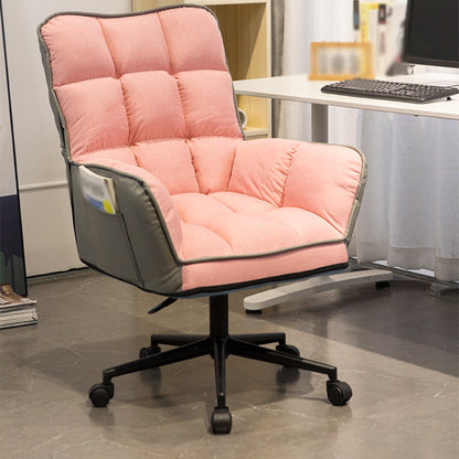 PU Leather Arm Chair 27.55" L x 25.59" W x 42.51" H Adjustable Armchair with Wheels Pink Without Ottoman Clearhalo 'Accent Chairs' 'accent_chairs' 'Chairs & Seating' 'furn' 'furn_accent_chairs' 'Furniture' 'Living Room Furniture' 5270497