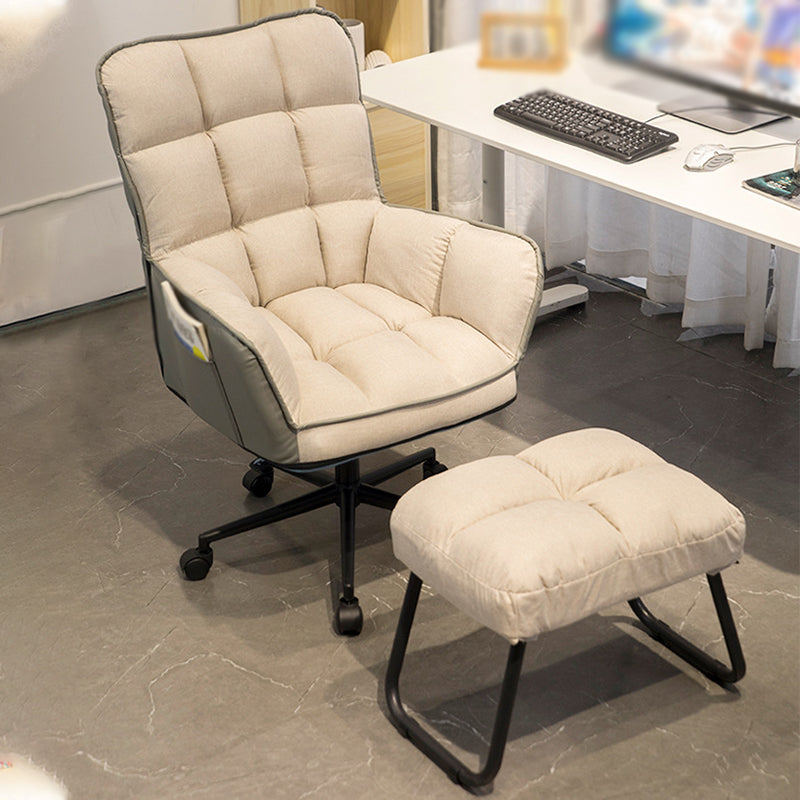 PU Leather Arm Chair 27.55" L x 25.59" W x 42.51" H Adjustable Armchair with Wheels Khaki With Ottoman Clearhalo 'Accent Chairs' 'accent_chairs' 'Chairs & Seating' 'furn' 'furn_accent_chairs' 'Furniture' 'Living Room Furniture' 5270498