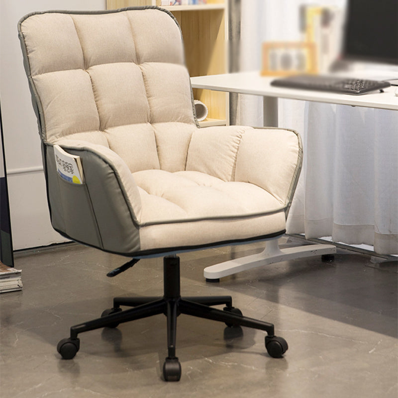 PU Leather Arm Chair 27.55" L x 25.59" W x 42.51" H Adjustable Armchair with Wheels Khaki Without Ottoman Clearhalo 'Accent Chairs' 'accent_chairs' 'Chairs & Seating' 'furn' 'furn_accent_chairs' 'Furniture' 'Living Room Furniture' 5270501