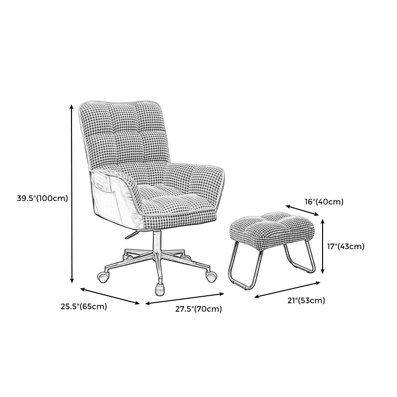 PU Leather Arm Chair 27.55" L x 25.59" W x 42.51" H Adjustable Armchair with Wheels Clearhalo 'Accent Chairs' 'accent_chairs' 'Chairs & Seating' 'furn' 'furn_accent_chairs' 'Furniture' 'Living Room Furniture' 5270508