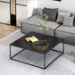 White/Black Metal Frame Coffee Table Modern Square Assembled Table