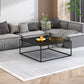 White/Black Metal Frame Coffee Table Modern Square Assembled Table