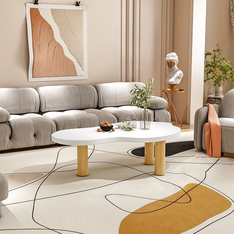 Legno moderno 3 gambe tavolo da cocktail in forma libera da caffè - bianco