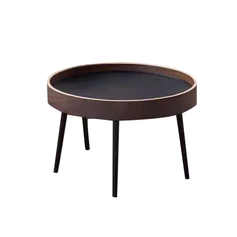 4 Legs Round Tray Top Coffee Table Contemporary Wood Coffee Table Black Clearhalo 'Coffee & Accent Tables' 'Coffee Tables' 'coffee_tables' 'furn' 'furn_coffee_tables' 'Furniture' 'Living Room Furniture' 5270657