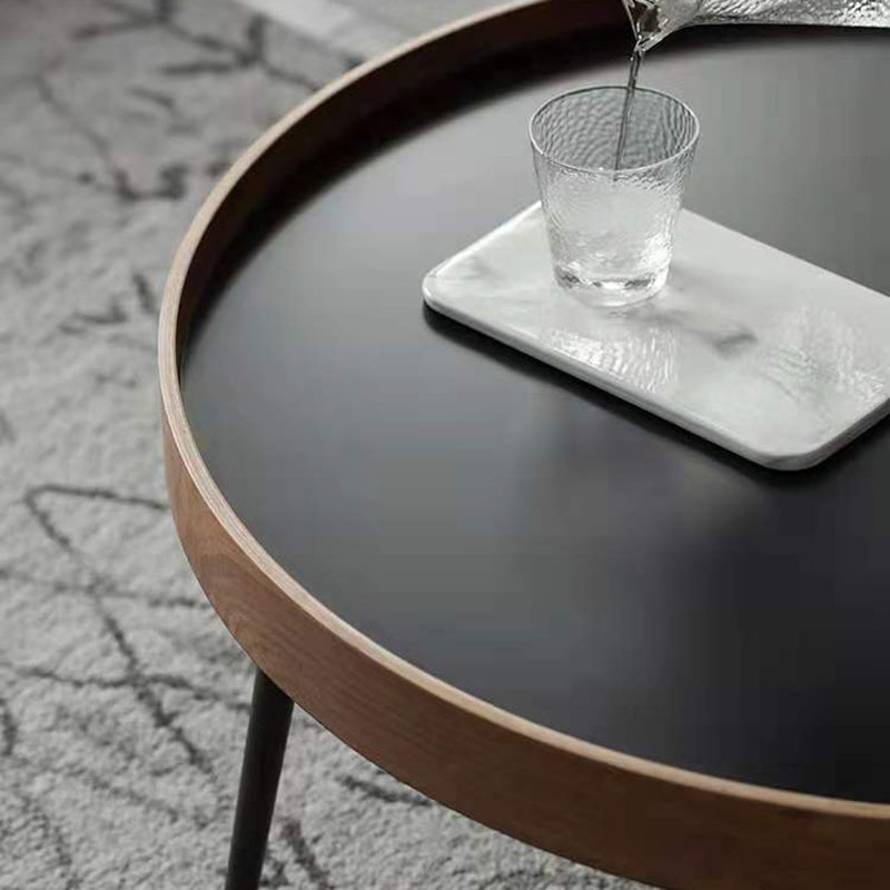 4 Legs Round Tray Top Coffee Table Contemporary Wood Coffee Table Clearhalo 'Coffee & Accent Tables' 'Coffee Tables' 'coffee_tables' 'furn' 'furn_coffee_tables' 'Furniture' 'Living Room Furniture' 5270658