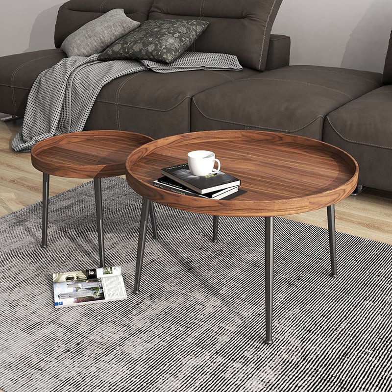 4 Legs Round Tray Top Coffee Table Contemporary Wood Coffee Table Clearhalo 'Coffee & Accent Tables' 'Coffee Tables' 'coffee_tables' 'furn' 'furn_coffee_tables' 'Furniture' 'Living Room Furniture' 5270659