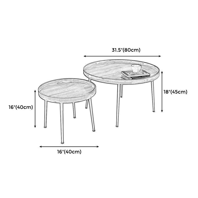4 Legs Round Tray Top Coffee Table Contemporary Wood Coffee Table Clearhalo 'Coffee & Accent Tables' 'Coffee Tables' 'coffee_tables' 'furn' 'furn_coffee_tables' 'Furniture' 'Living Room Furniture' 5270668