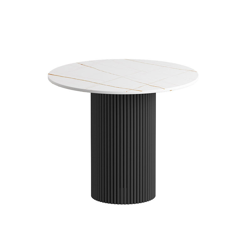 Modern Style Black/white Rock Slab Top Metal Craft Round Coffee Table 23.6"L x 23.6"W x 20"H White Clearhalo 'Coffee & Accent Tables' 'Coffee Tables' 'coffee_tables' 'furn' 'furn_coffee_tables' 'Furniture' 'Living Room Furniture' 5270671