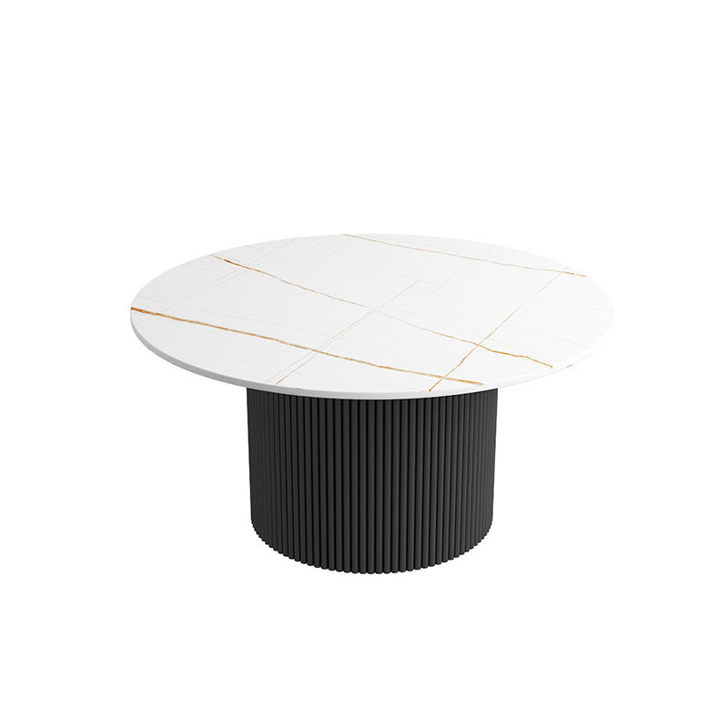Modern Style Black/white Rock Slab Top Metal Craft Round Coffee Table 31.5"L x 31.5"W x 16"H White Clearhalo 'Coffee & Accent Tables' 'Coffee Tables' 'coffee_tables' 'furn' 'furn_coffee_tables' 'Furniture' 'Living Room Furniture' 5270672