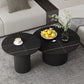 Modern Style Black/white Rock Slab Top Metal Craft Round Coffee Table 31.5"L x 31.5"W x 16"H + 24"L x 24"W x 20"H Black Clearhalo 'Coffee & Accent Tables' 'Coffee Tables' 'coffee_tables' 'furn' 'furn_coffee_tables' 'Furniture' 'Living Room Furniture' 5270674