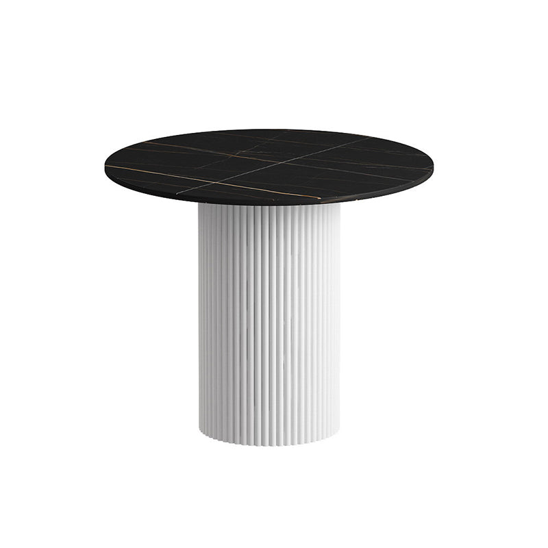 Modern Style Black/white Rock Slab Top Metal Craft Round Coffee Table 23.6"L x 23.6"W x 20"H Black Clearhalo 'Coffee & Accent Tables' 'Coffee Tables' 'coffee_tables' 'furn' 'furn_coffee_tables' 'Furniture' 'Living Room Furniture' 5270675