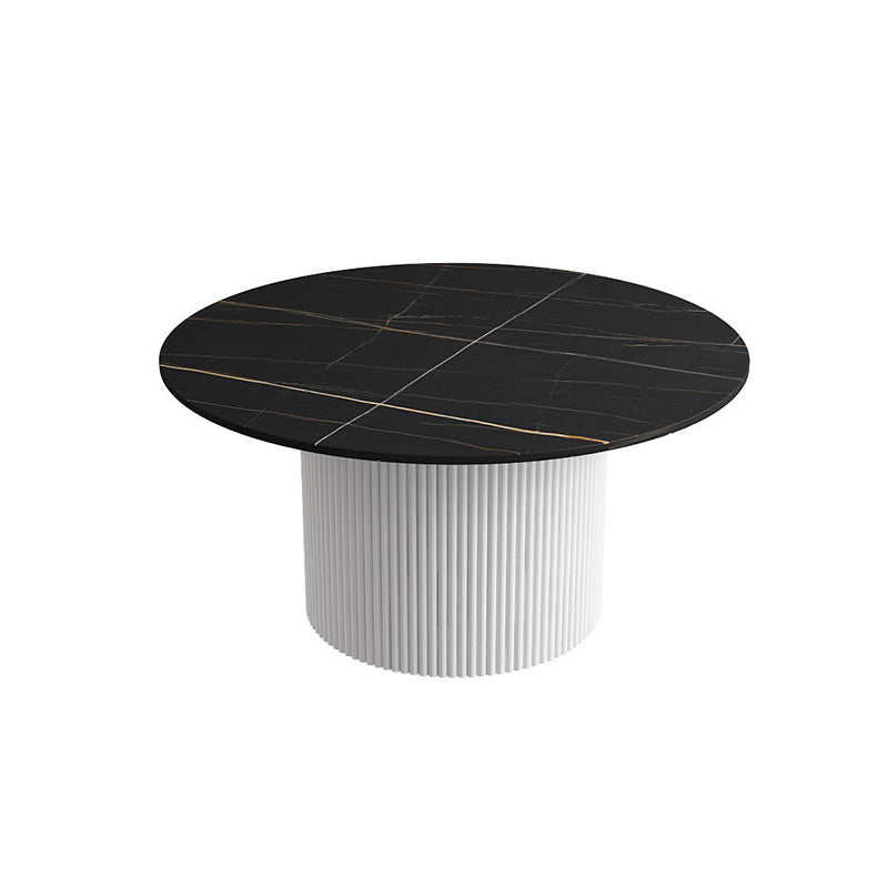 Modern Style Black/white Rock Slab Top Metal Craft Round Coffee Table 31.5"L x 31.5"W x 16"H Black Clearhalo 'Coffee & Accent Tables' 'Coffee Tables' 'coffee_tables' 'furn' 'furn_coffee_tables' 'Furniture' 'Living Room Furniture' 5270677