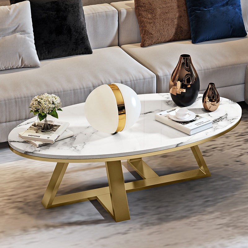 Trestle Coffee Table Contemporary Cocktail Table for Living Room Gold White Clearhalo 'Coffee & Accent Tables' 'Coffee Tables' 'coffee_tables' 'furn' 'furn_coffee_tables' 'Furniture' 'Living Room Furniture' 5270685