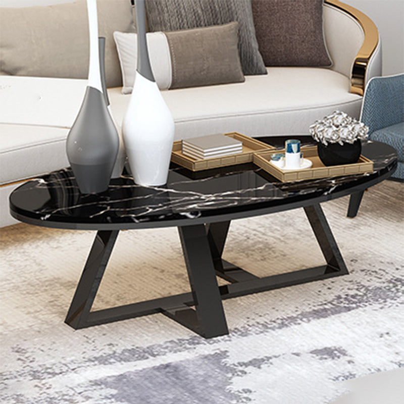 Trestle Coffee Table Contemporary Cocktail Table for Living Room 39.5"L x 19.5"W x 18"H Black Black Clearhalo 'Coffee & Accent Tables' 'Coffee Tables' 'coffee_tables' 'furn' 'furn_coffee_tables' 'Furniture' 'Living Room Furniture' 5270686