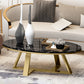Trestle Coffee Table Contemporary Cocktail Table for Living Room 39.5"L x 19.5"W x 18"H Gold Black Clearhalo 'Coffee & Accent Tables' 'Coffee Tables' 'coffee_tables' 'furn' 'furn_coffee_tables' 'Furniture' 'Living Room Furniture' 5270688