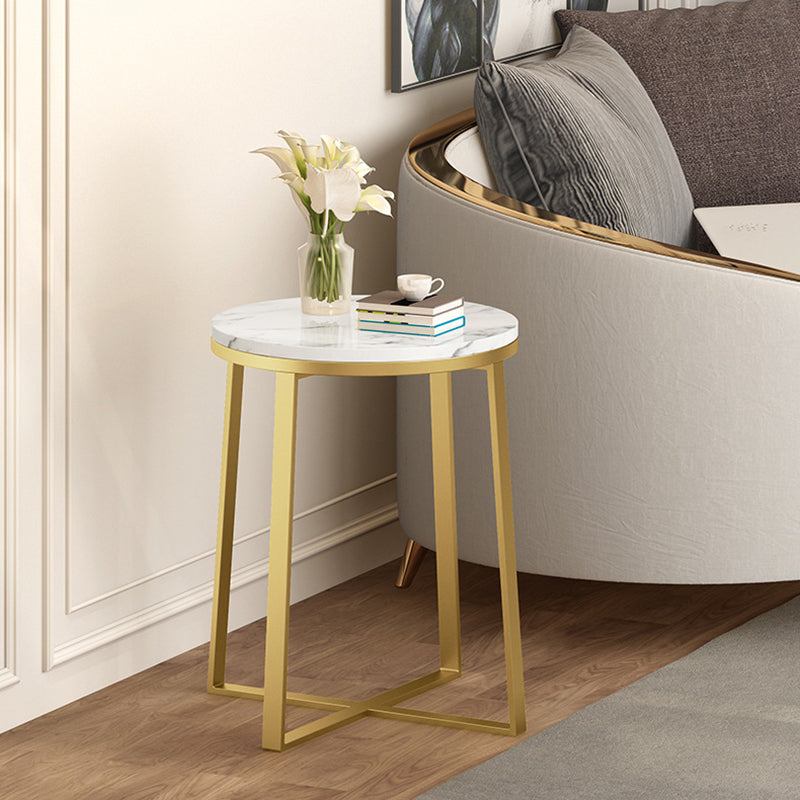 Trestle Coffee Table Contemporary Cocktail Table for Living Room 15.7"L x 15.7"W x 23.6"H Gold White Clearhalo 'Coffee & Accent Tables' 'Coffee Tables' 'coffee_tables' 'furn' 'furn_coffee_tables' 'Furniture' 'Living Room Furniture' 5270695