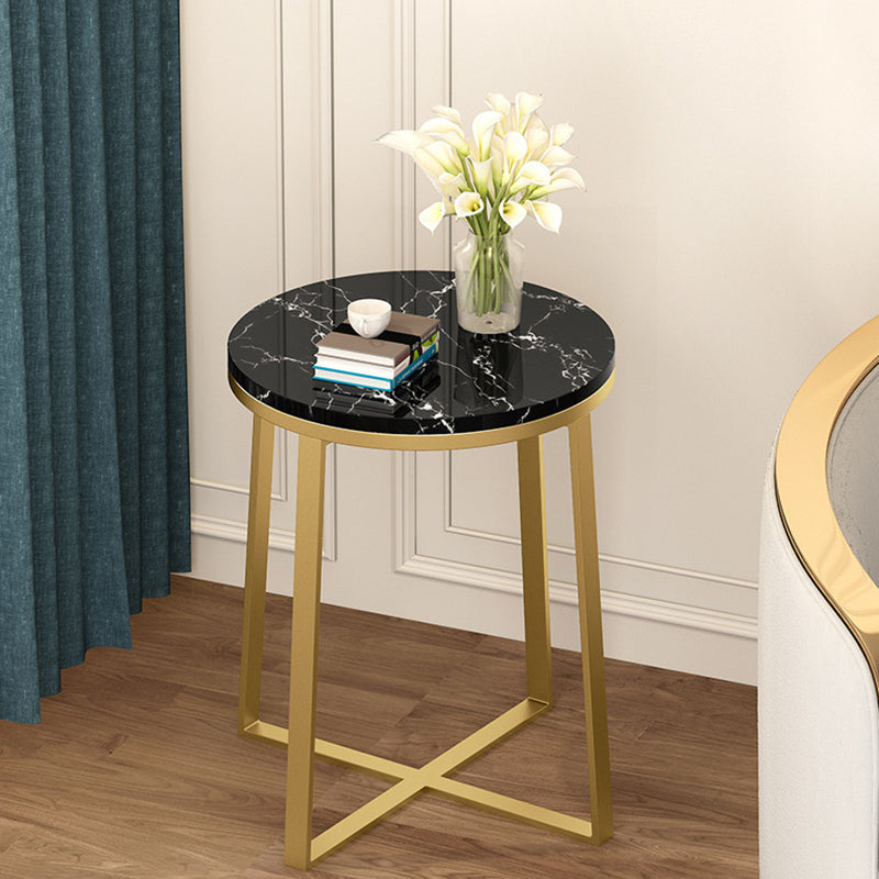 Trestle Coffee Table Contemporary Cocktail Table for Living Room 15.7"L x 15.7"W x 23.6"H Gold Black Clearhalo 'Coffee & Accent Tables' 'Coffee Tables' 'coffee_tables' 'furn' 'furn_coffee_tables' 'Furniture' 'Living Room Furniture' 5270697