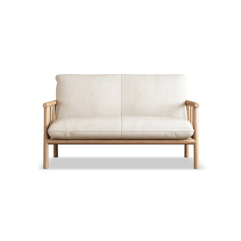 Modern Linen Sofa 28.7"W Tight Back Sofa with Rolled Arm for Living Room 47"L x 29.5"W x 31.5"H Natural Wood Clearhalo 'furn' 'furn_sofas' 'Furniture' 'Living Room Furniture' 'Sofa' 'sofas' 5270722