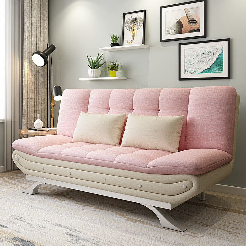 Linen Contemporary Sleeper with 2 Pillows Back for Living Room and Apartment Pink Clearhalo 'furn' 'furn_sofas' 'Furniture' 'Living Room Furniture' 'Sofa' 'sofas' 5270771
