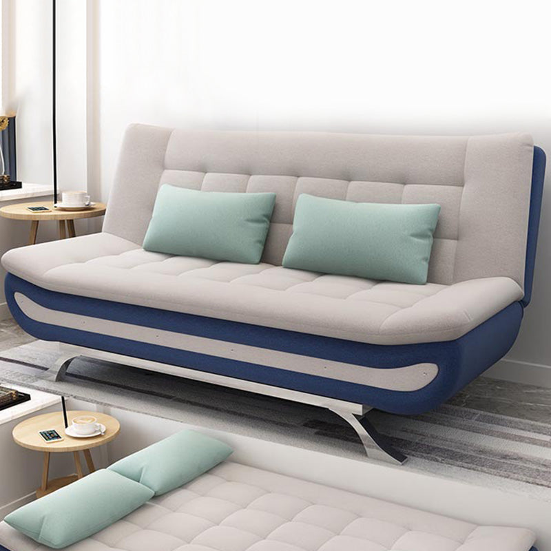 Linen Contemporary Sleeper with 2 Pillows Back for Living Room and Apartment Royal Blue-White Clearhalo 'furn' 'furn_sofas' 'Furniture' 'Living Room Furniture' 'Sofa' 'sofas' 5270773