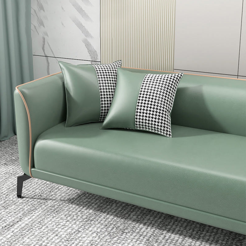 リビングルーム用のタイトなバックソファスカンジナビアフェイクレザースクエアアームソファソファ