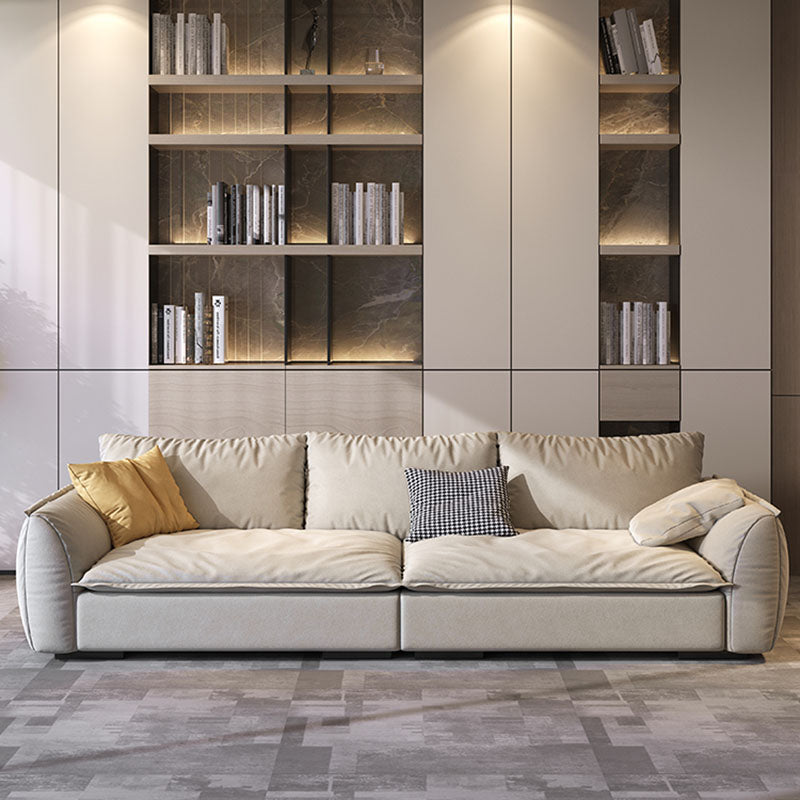 Stain Resistant Stationary Slipcovered Faux Leather Cushions Settee 102"L x 43"W x 35.5"H Down Clearhalo 'furn' 'furn_sofas' 'Furniture' 'Living Room Furniture' 'Sofa' 'sofas' 5270812