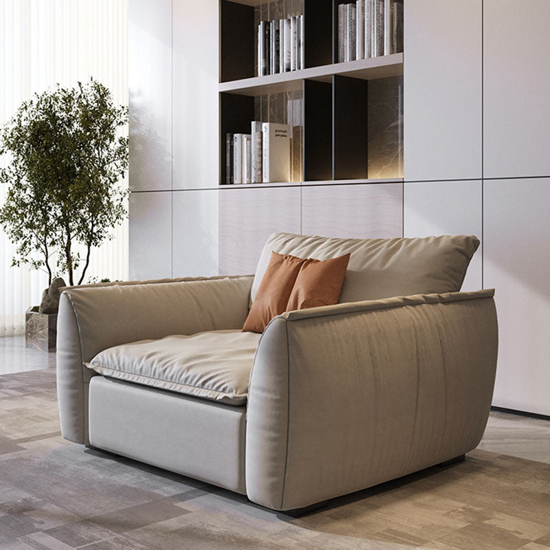 Stain Resistant Stationary Slipcovered Faux Leather Cushions Settee 47"L x 43"W x 35.5"H Clearhalo 'furn' 'furn_sofas' 'Furniture' 'Living Room Furniture' 'Sofa' 'sofas' 5270814