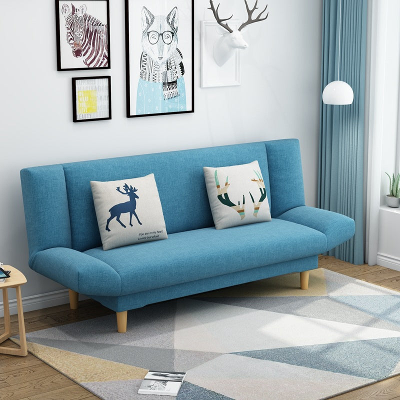 Linen Armless Sleeper with 2 Pillows Back for Apartment and Living Room