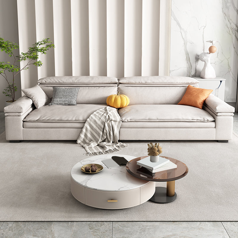 Sofa de bras carré de salon de faux cuir résistant aux taches stationnaires