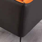 スカンジナビアのフェイクレザーリビングルーム用の正方形の腕を持つタイトなバックソファ