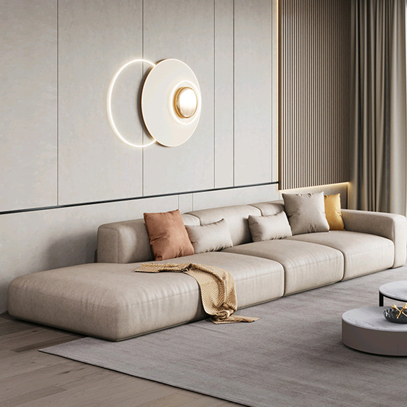 フェイクレザーステーションリビングルームスクエアアーム標準枕ソファ