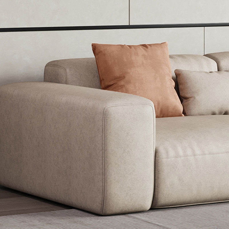 フェイクレザーステーションリビングルームスクエアアーム標準枕ソファ