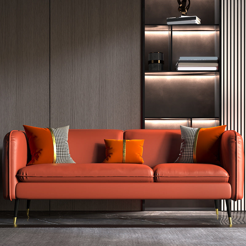 Contemporary Faux Leather Square Arm Sofa with Tight Back for Apartment Red Clearhalo 'furn' 'furn_sofas' 'Furniture' 'Living Room Furniture' 'Sofa' 'sofas' 5270909