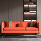 Contemporary Faux Leather Square Arm Sofa with Tight Back for Apartment 75"L x 29"W x 28"H Orange Clearhalo 'furn' 'furn_sofas' 'Furniture' 'Living Room Furniture' 'Sofa' 'sofas' 5270915