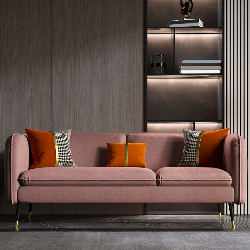 Contemporary Faux Leather Square Arm Sofa with Tight Back for Apartment Pink Clearhalo 'furn' 'furn_sofas' 'Furniture' 'Living Room Furniture' 'Sofa' 'sofas' 5270920