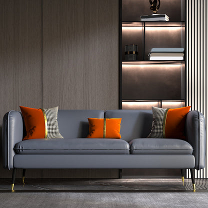 Contemporary Faux Leather Square Arm Sofa with Tight Back for Apartment Silver Gray Clearhalo 'furn' 'furn_sofas' 'Furniture' 'Living Room Furniture' 'Sofa' 'sofas' 5270922