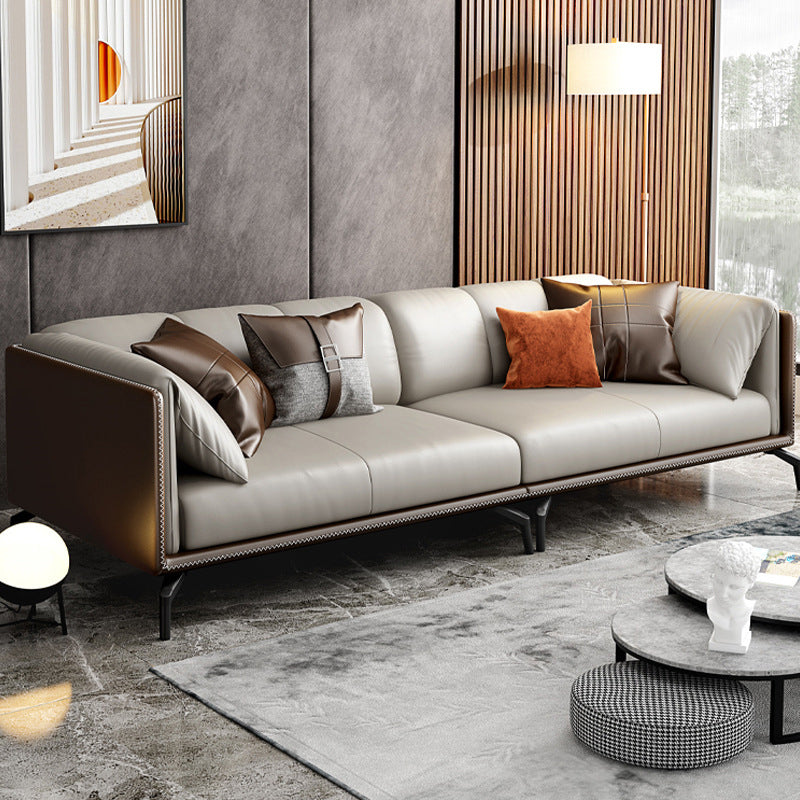 Genuine Leather Pillow Top Arm Modern Sofa/Sectional with Removable Cushions for Apartment