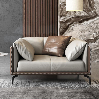 Genuine Leather Pillow Top Arm Modern Sofa/Sectional with Removable Cushions for Apartment