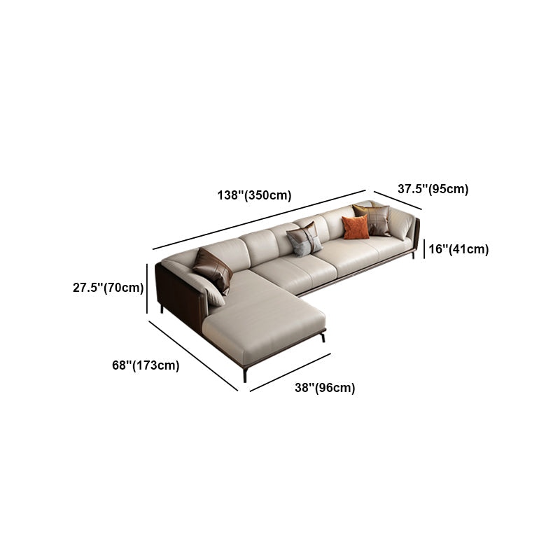 Genuine Leather Pillow Top Arm Modern Sofa/Sectional with Removable Cushions for Apartment
