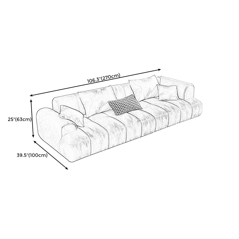Velvet Round Arm Sectionals 24.8"High Tight Back Sofa with 4 Pillows Clearhalo 'furn' 'furn_sectionals' 'Furniture' 'Living Room Furniture' 'Sectionals' 5271006