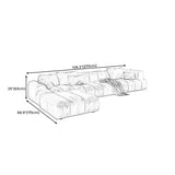 Velvet Round Arm Sectionals 24.8"High Tight Back Sofa with 4 Pillows Clearhalo 'furn' 'furn_sectionals' 'Furniture' 'Living Room Furniture' 'Sectionals' 5271010