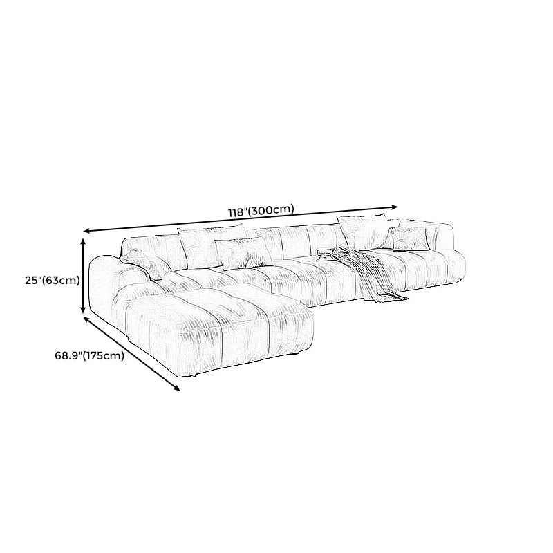 Velvet Round Arm Sectionals 24.8"High Tight Back Sofa with 4 Pillows Clearhalo 'furn' 'furn_sectionals' 'Furniture' 'Living Room Furniture' 'Sectionals' 5271011