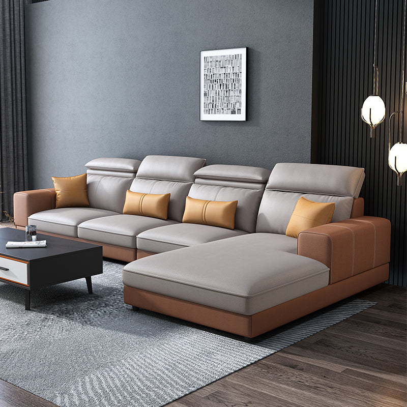 En forme en L Faux en cuir haut dos carré bras sectionnel avec des taches