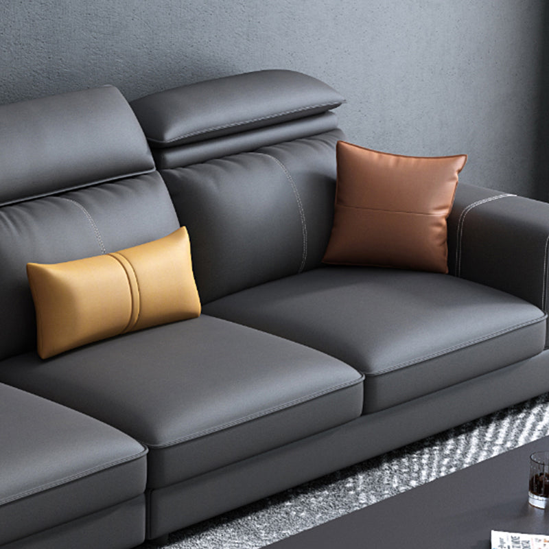 En forme en L Faux en cuir haut dos carré bras sectionnel avec des taches