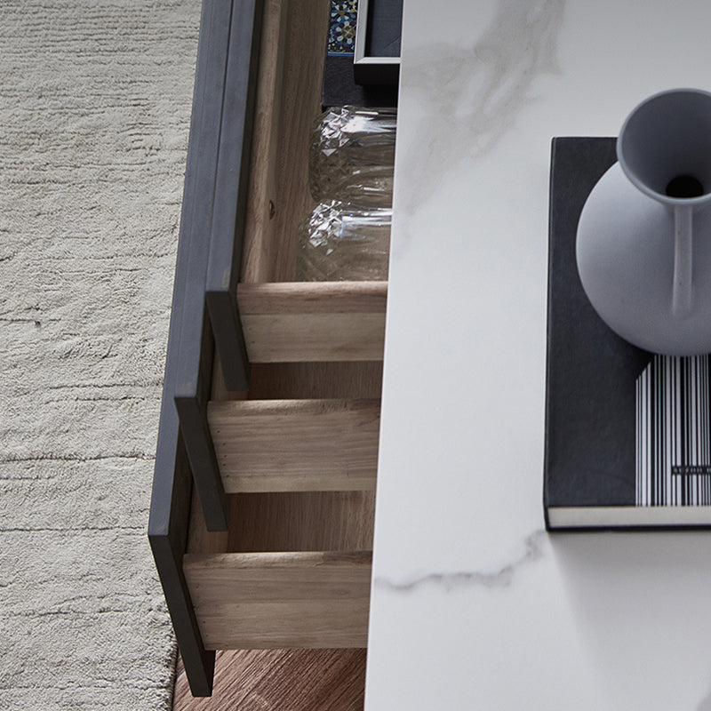 Sideboard per sala da pranzo contemporanea 3 cassetti e sideboard in pietra a 2 porte